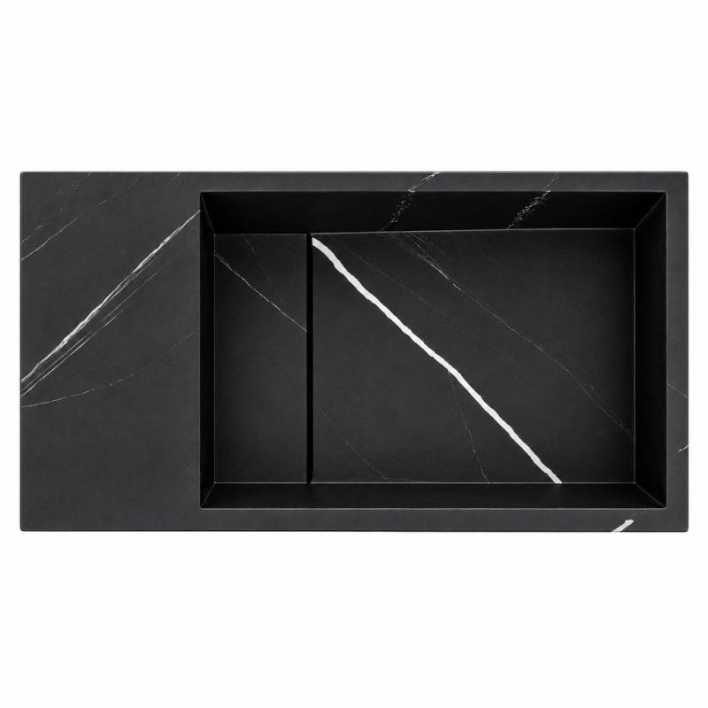 Solid-S Marble solid surface fontein B40xD22xH10cm marmer mat zwart 1208953898